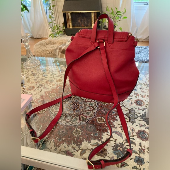 NWOT Victoria’s Secret Red Faux Leather Tassel Backpack - Picture 5 of 8